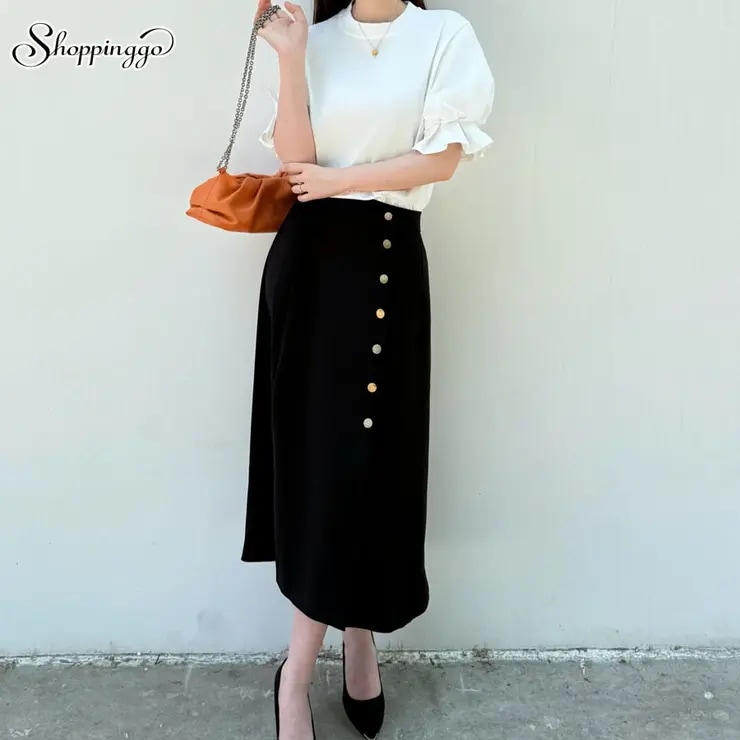 スカートAラインスカート スリット ファスナー ゆったり 体型カバー 大人 ハイウエスト オフィス 通勤 ビジネス OL 事務服 仕事 フォーマル 無地