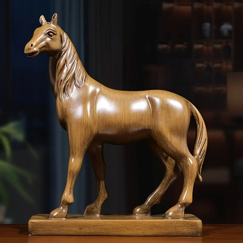 オブジェ 馬 ブラウン 彫刻 樹脂 ホース 置物 お洒落 アニマル うま オーナメント フィギュア ギフト 贈り物 動物 かっこいい リビング 玄関 オフィス