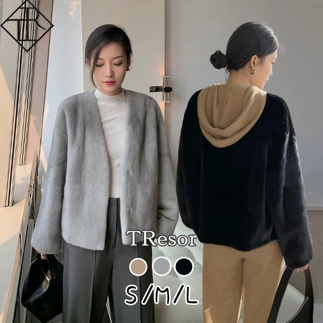 【即納】ジャケット レディース ショートコート アウター ジャケット 上着 大きいサイズ 秋 冬 ノーカラー ファーコート エコファー 暖かい 体型カバー ゆるい ふんわり カジュアル ビックシルエ