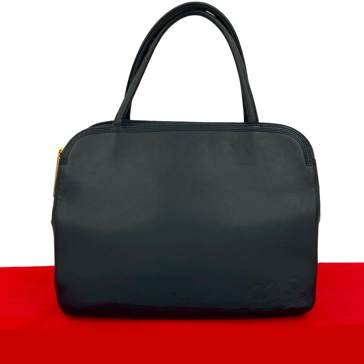 ヴィンテージ アナグラム ロゴハンドバッグ レザー ネイビー 18246