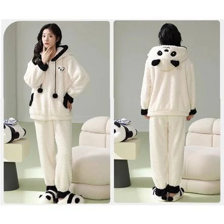 ウェア もこもこ ペア レディース メンズ 部屋着 パジャマ フード 厚手 あったか 付き 男女兼用 秋冬 部屋着 アニマル パンダ着ぐるみ オシャレ
