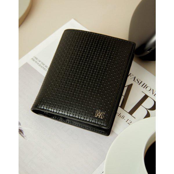 [25SS] [定番商品] ブラックロゴ装飾 牛革 ミディアム財布 WBWA5E212BK