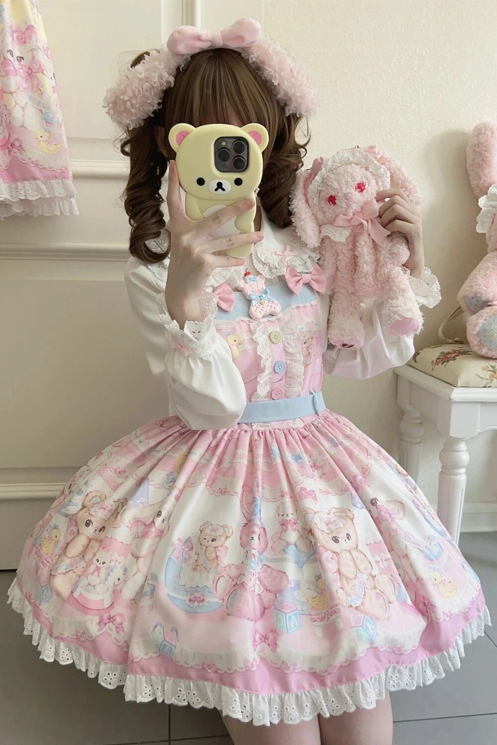 【2026新作-94】Lolita夏自作熊かわいいjskワンピースロリータ大童ストラップセットスカートローリ洋服