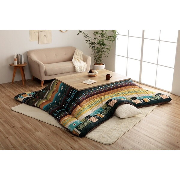 1161030040303 こたつ布団 長方形 単品 ギャッベ柄 ブルー 約205×285cm メーカー直送