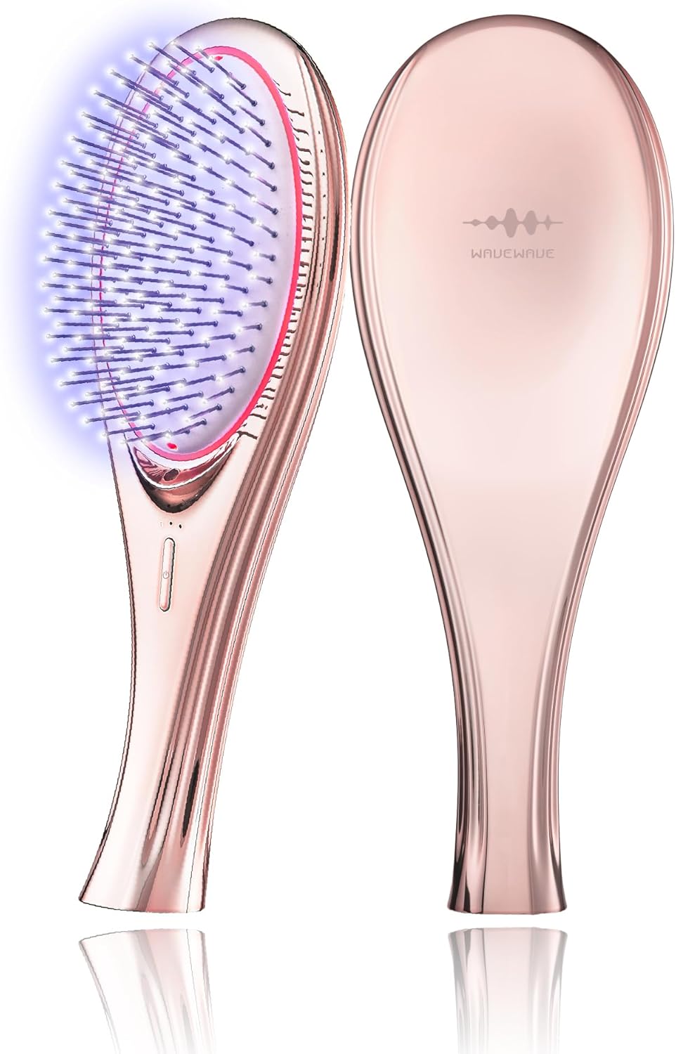 「ひるおび」にて紹介 wavewave ems ヘアブラシ 赤色LED サラサラ 髪 髪の毛 クッションブラシ くし 誕生日 女性 レディース 妻 彼女 母 プレゼント (ピンクゴールド)