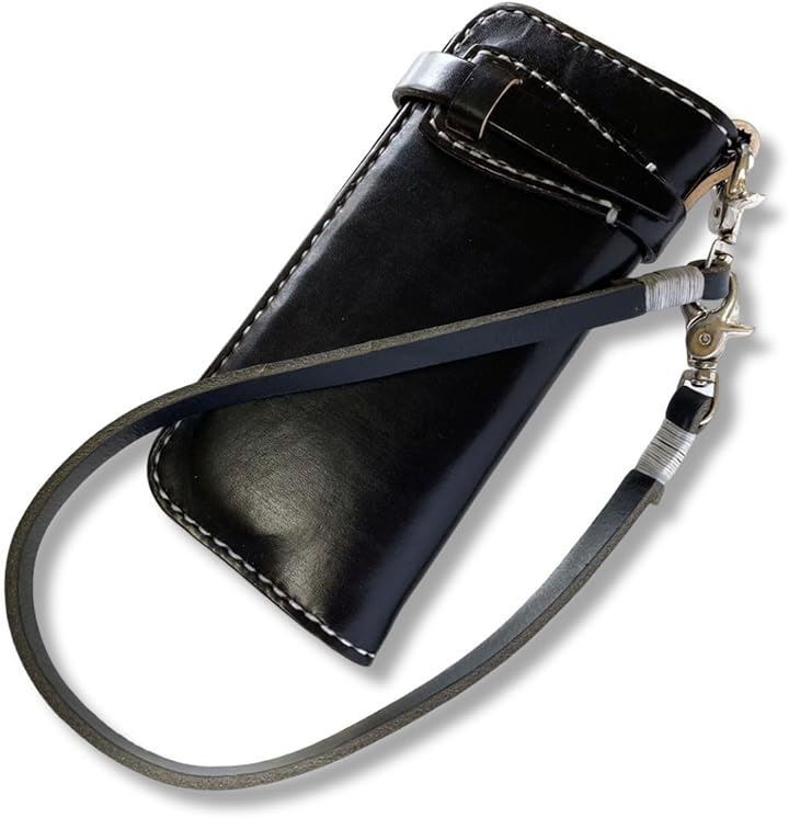 バイカーズウォレット 長財布 ウォレットチェーン セット ライダースウォレット レザーウォレット 二つ折り メンズ 本革 ヴィンテージ 革財布( ブラック)