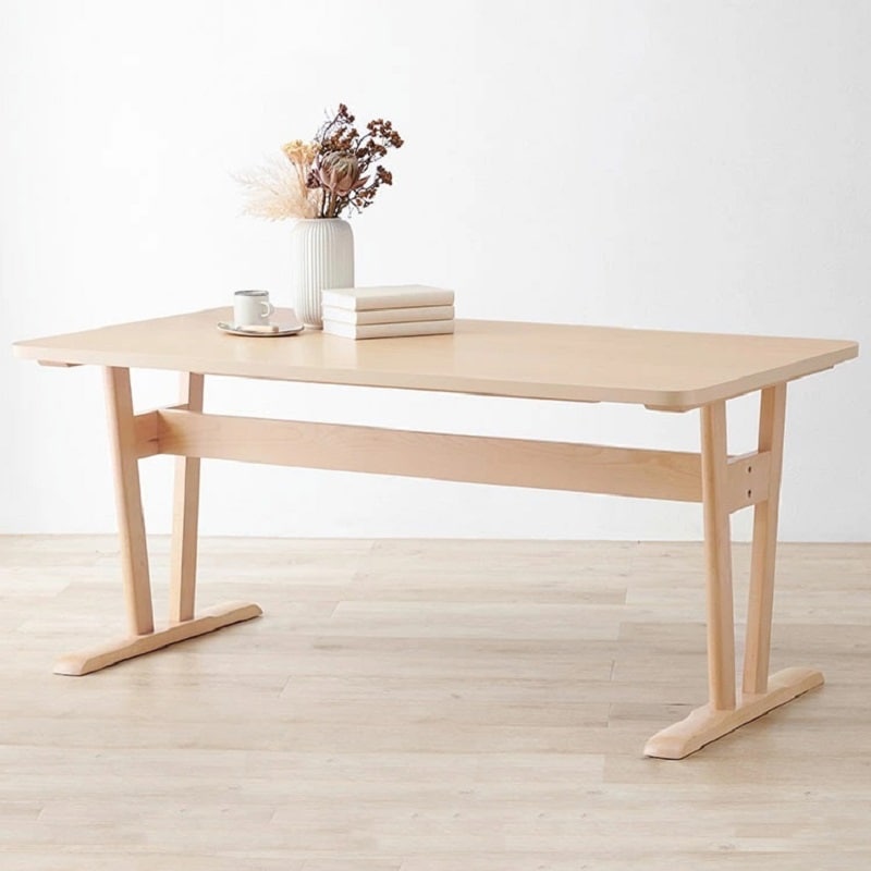 【ダイニングテーブル】単品 低め 高さ65 北欧 天然木 ナチュラル 明るい木目 明るく木目 大人かわいい ピーチ材 姫系 プリンセス 木目 エレガント ガーリー フレンチ