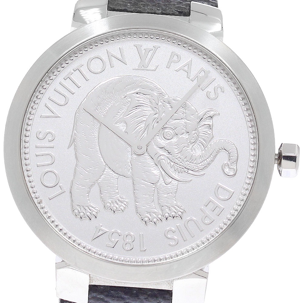 ベルト訳あり ルイ・ヴィトン LOUIS VUITTON Q2D07 タンブールスリム サバンナ クォーツ メンズ _945516【中古】