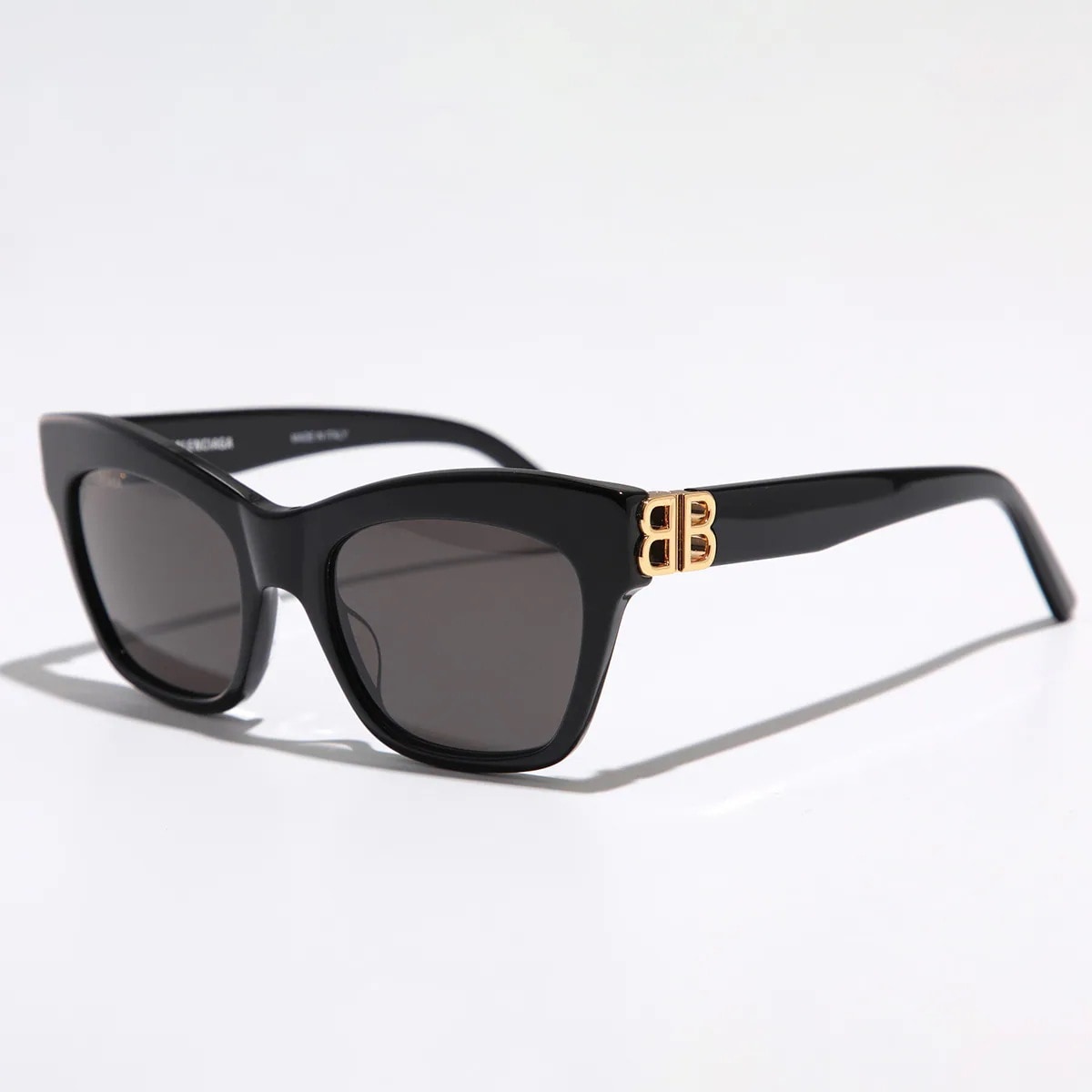 BALENCIAGA バレンシアガ サングラス BB0132S レディース ウェリントン型 フォックス型 BBメタルロゴ セルフレーム フルリム 001/BLACK-GOLD-GREY 【mega】