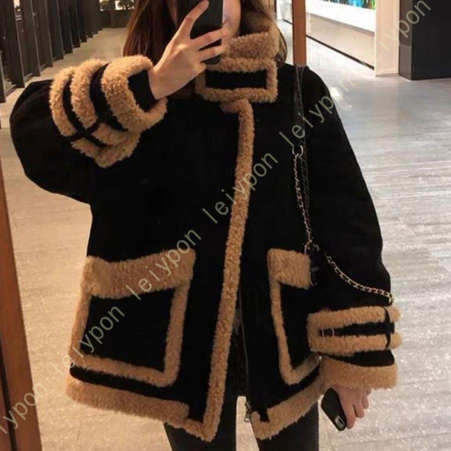 コート レディース ボア ジャケット ゆったり ブルゾン 厚手 ジップアップ 大きいサイズ 可愛い 暖か おしゃれ 体型カバー 保温 アウター ボアジャケット 折襟