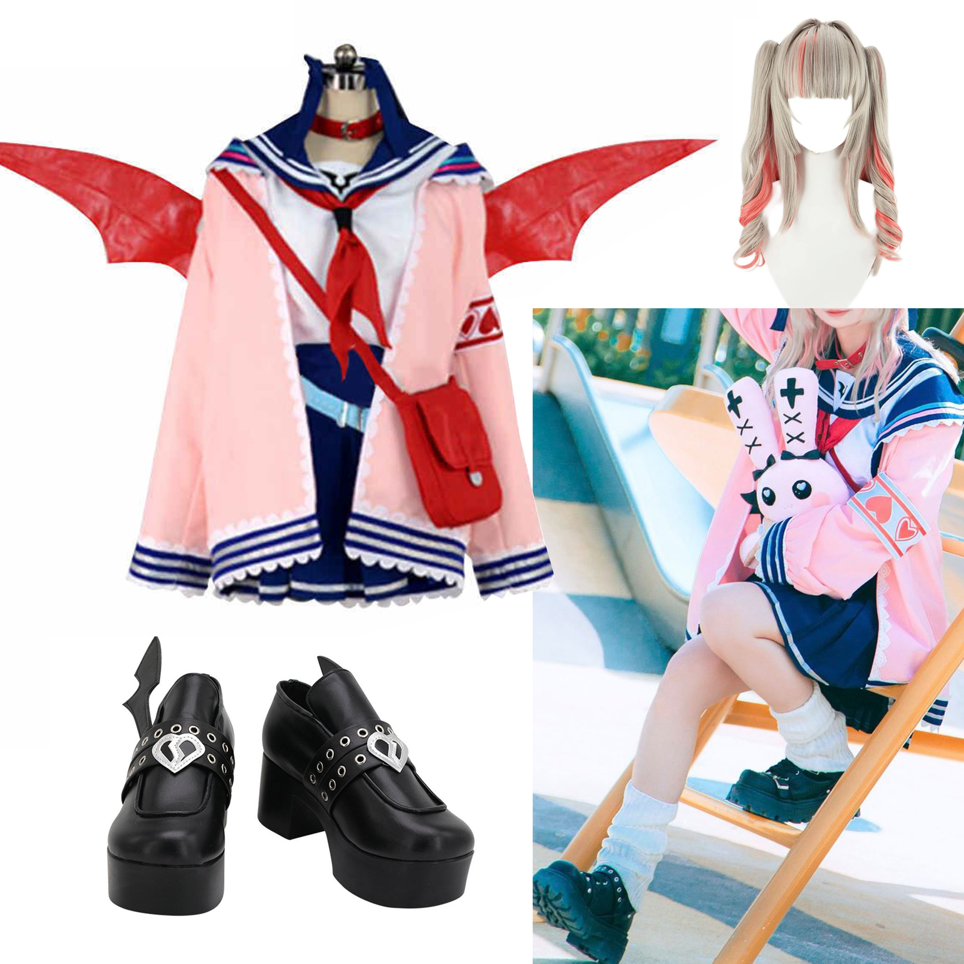 【全シリーズ発売中】 【値引き中】靴 ウィッグ コスプレ衣装 贈り物 学園祭 文化祭 クリスマス ハロウィン ピンク 可愛い コスプレ服 衣装 コスプレ まかいりりむ コスプレ衣装 魔界ノりりむ にじ
