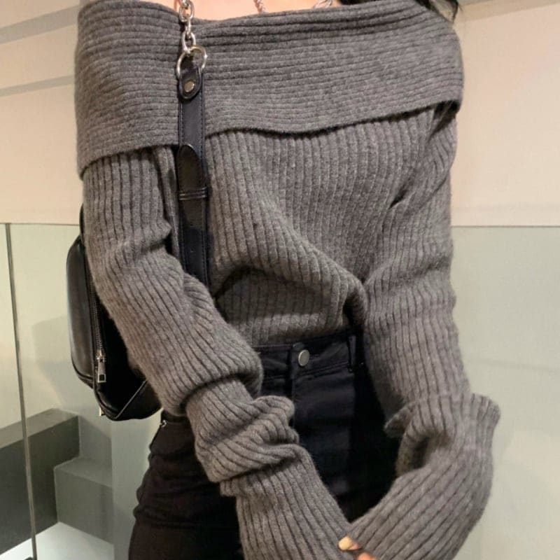 3color レディース トップス ニット オフショルダー セーター ゆったり ラフ ルーズ