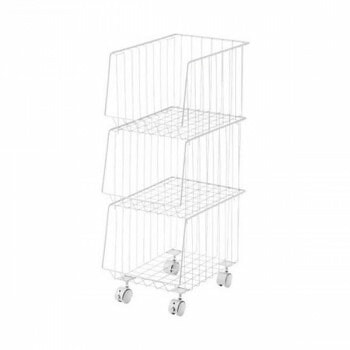 東谷 スタッキングワゴン3D ホワイト AKB-438WH