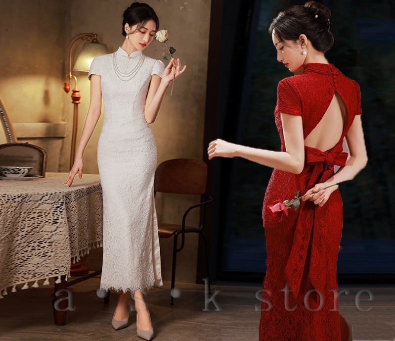 チャイナドレス ロング丈 中華風 パーティードレス 細身 ジャカードドレス スリット入り チャイナ服 ブライダルドレス 発表会 謝恩会 花嫁 中華風ドレス お呼ばれ 大きいサイズ 中華服 バックレス 5,534円