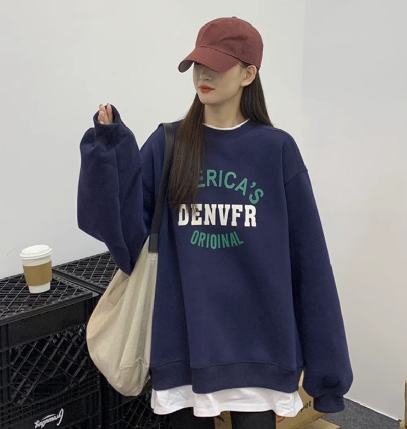 フェイクツーピース トップス プルオーバー トレーナー 袖あり 長袖 ラウンドネック 襟なし 伸縮性 かわいい 大人可愛い シンプル カジュアル おしゃれ お洒落 かっこいい レトロ 大人女子