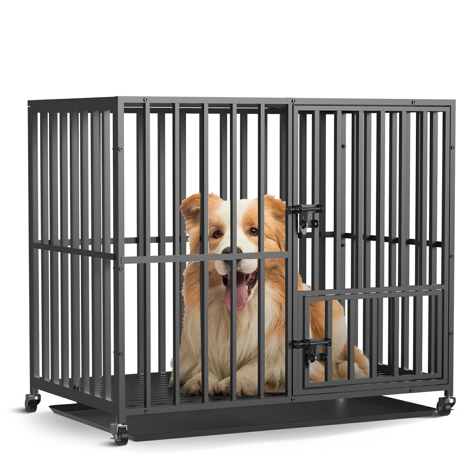 犬用ケージ 幅95*高80 30kg以下 小型犬 中型犬 スチール製 キャスター付き ペットサークル 長方形 犬小屋 室内/屋外 トレー/すのこ/ドア付き 夏 おしゃれ アウトドア にわとり/うさぎ