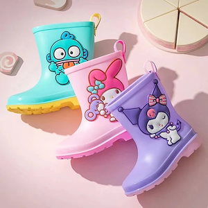 サンリオ新作 超可愛い サンリオ クロミ マイメロ パ レインブーツ レインシューズ 長靴 夏 キッズ ハンギョドン おしゃれ 梅雨対策 滑りにくい 雨靴 男の子 女の子 超軽量 通学着 通園着