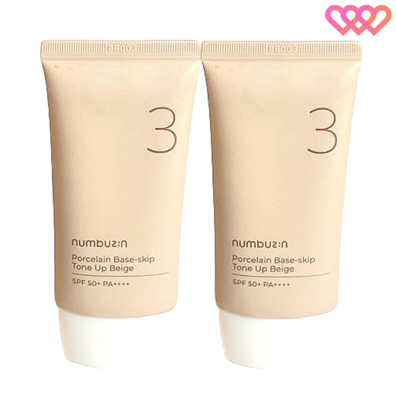3番 ノーファンデ陶器肌トーンアップクリーム, 50ml+50ml (2個セット)