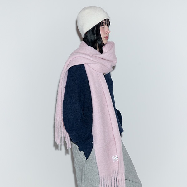 LACE LABEL HAIRY MUFFLER PINK