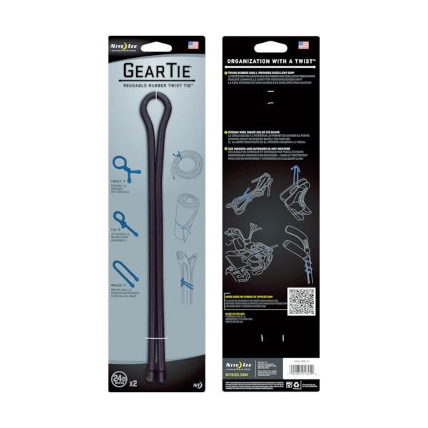 （まとめ）シームーン NiteIze ギアータイ 24インチ ブラック 1パック（2個）[x3]