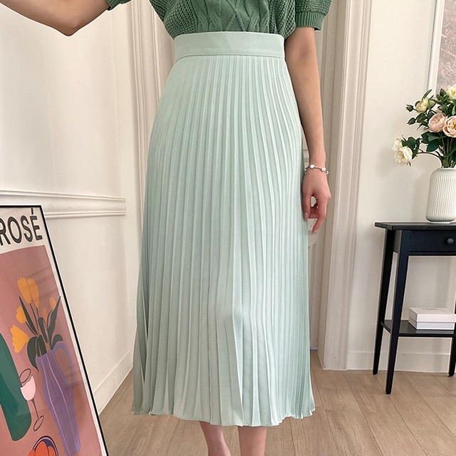 韓国ファッション ムーランルージュ バンディング プリーツ ロングスカート물랑루즈 밴딩 플리츠 롱스커트