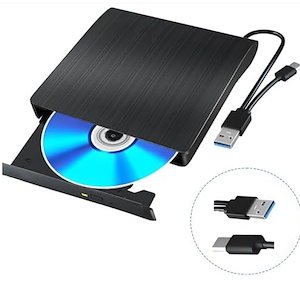 20pcs ブルーレイドライブ外付け blu-rayプレイヤー再生読み書usb-aと usb-c(type-c) ブルーレイプレーヤーブルーレイディスク対応WIN7-11/MAC対応 ノートパソコン対