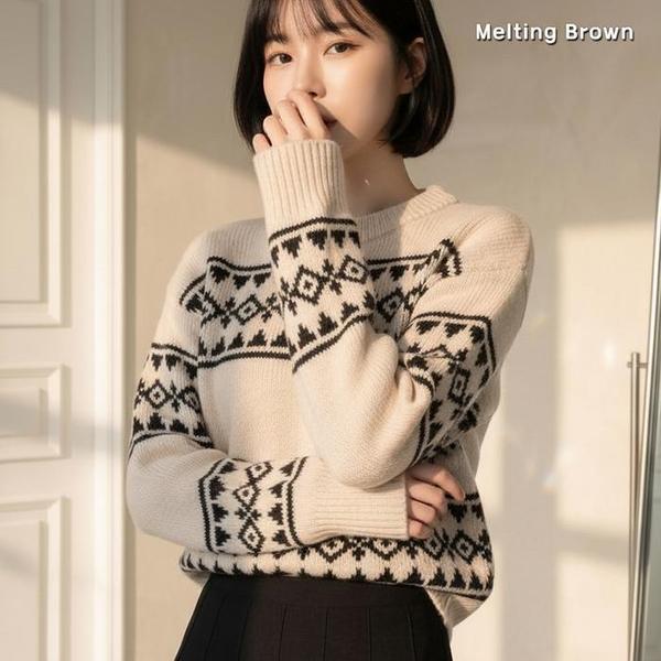 女性ノルディックニットジャカードセーターPR26