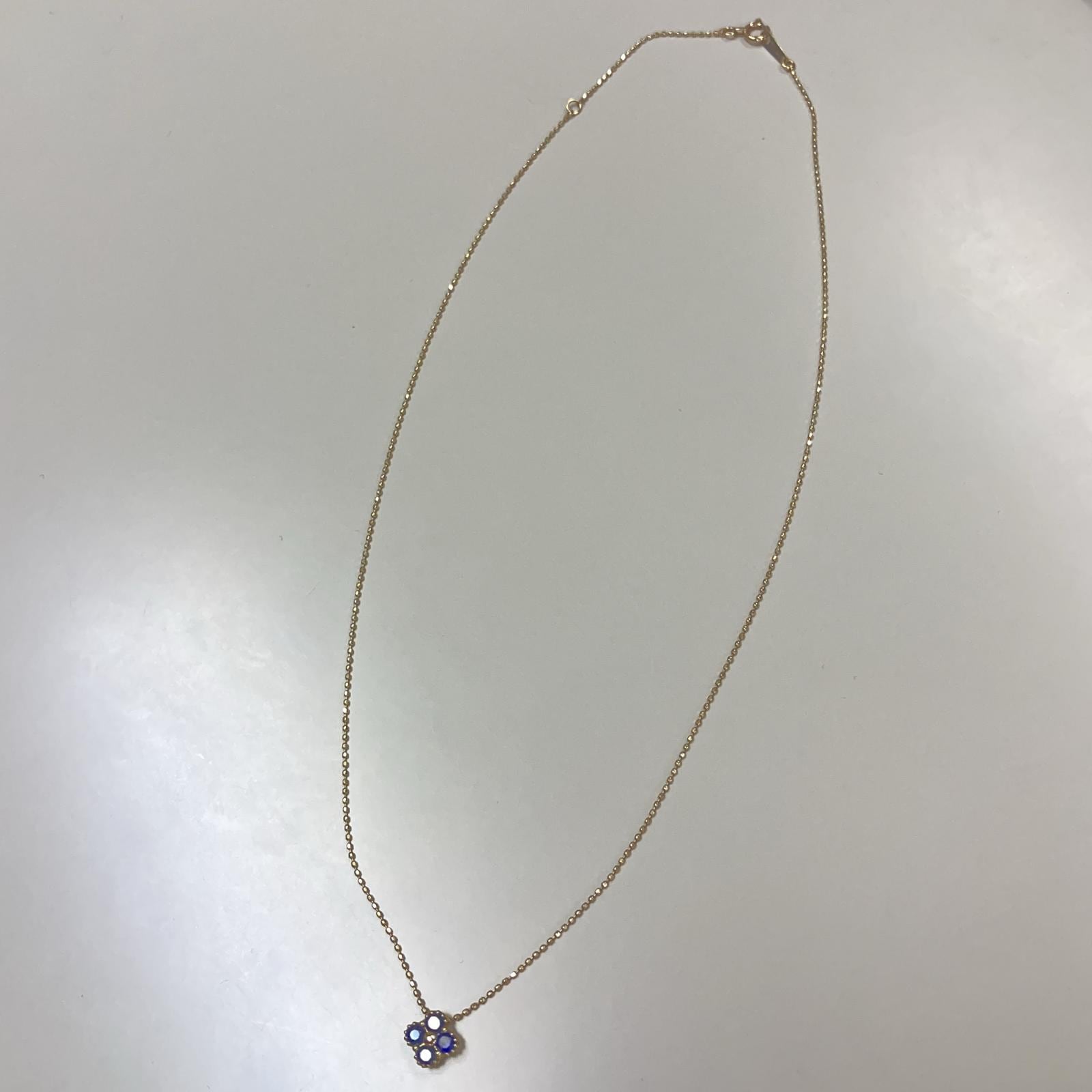 花形 ネックレス K10ゴールド ゴールド ネイビー K10刻印【中古】 レディース