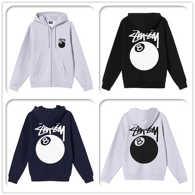 ネイビーシー STUSSY 8 BALL ZIP HOODスウェットパーカープルオーバー