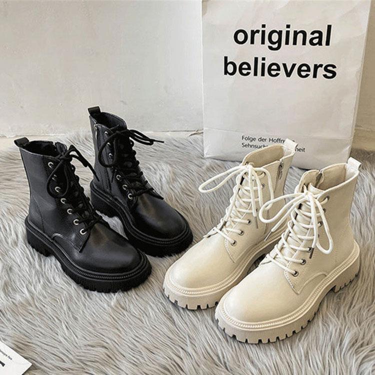 万能流行感レディースブーツブーツワークブーツ靴レディースブーツミリタリーブーツマウンテンブーツサイドジップイギリス風ボア付きレースアップ