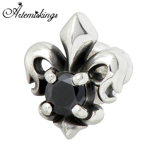 アルテミスキングス ARTEMIS KINGS ストーン リリィ スタッド シルバー ピアス アクセサリー ブラックキュービック 1個売り 片耳用 シルバー 925 AKE0043