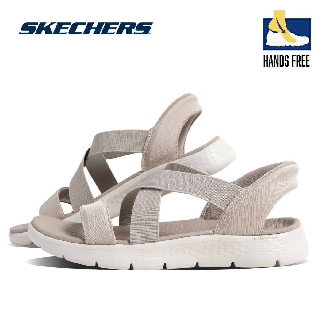 SKECHERS スケッチャーズ スリップインズ サンダル Slip-ins GO WALK FLEX SANDAL GLIMMER TAUPE ( ハンズフリー レディース ベージュ グレー 141
