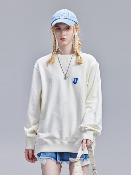 ヒップホップ女性の新しい純綿カップルのゆったりとしたラウンドネックスウェットシャツ