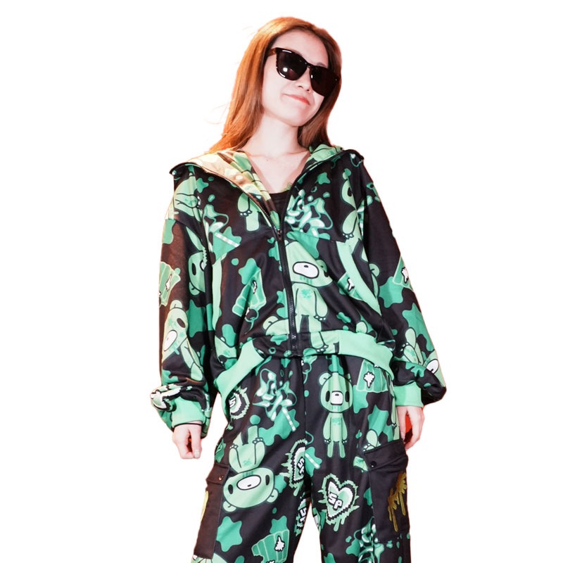 Gloomy x Sophie Powers Candy ZIPパーカー 長袖 ファッション 原宿系 原宿 病み 病みかわいい ブラック/グリーン jr-gsp-zp-05