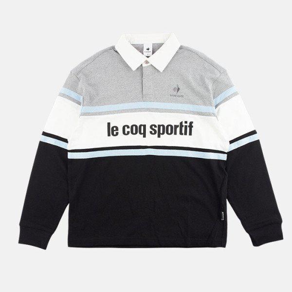 共用ルーズフィット長袖ラグビーTシャツ メランジグレー QP323TRL83