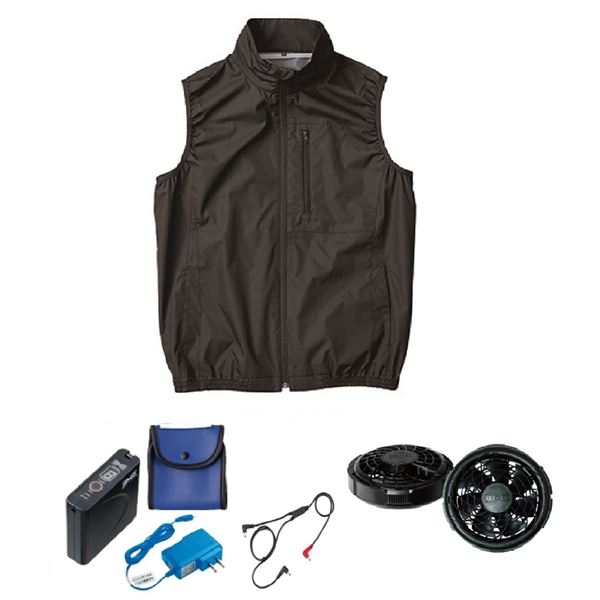 KU92140 空調服 ポリ製 遮熱 立襟 ベスト FAN2300B/LISUPER1 ブラックLL