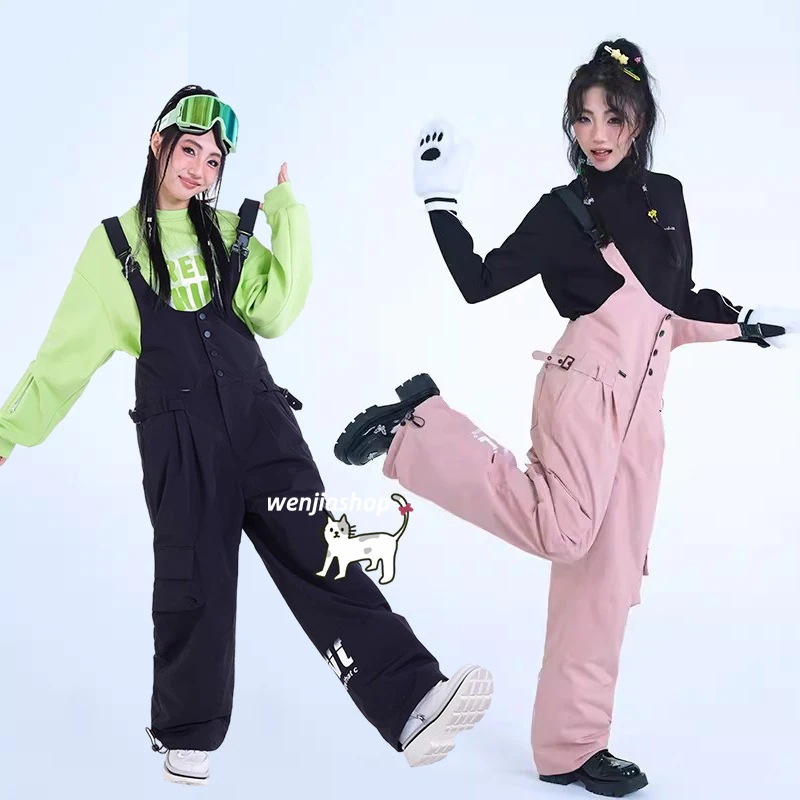 スノーボードウェア レディース メンズ つなぎ オールインワン ビブパンツ 単品 スキーウェア スノボウェア 男女兼用 防水20000mm 長ズボン ロングパンツ 韓国風 防水防寒防雪保温防風