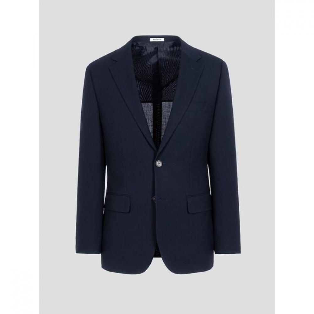 [Logadis] ウールポリストレッチソリッドレギュラーフィットスーツジャケットネイビー（RX5401P11R）