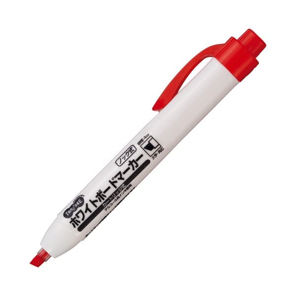 （まとめ） TANOSEE ノック式ホワイトボードマーカー カートリッジタイプ 角芯 赤 1本 100セット