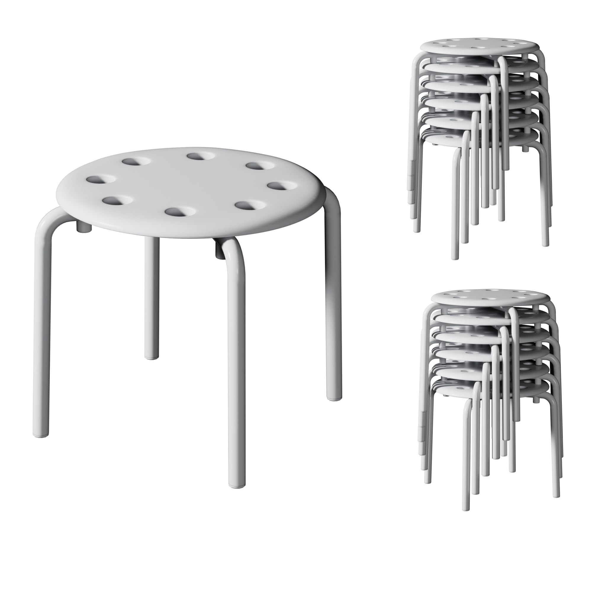 VECELO 丸イス 12脚セット スツール 低め 高さ30cm 子供椅子 丈夫 軽量 スタッキング可能 完成品 防水 コンパクト 玄関 踏み台 保育園 来客用 白 ホワイト