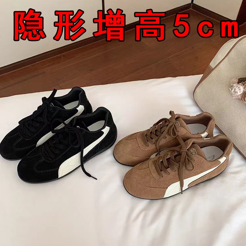 身長を高く見せるSu Yinyinと同じスタイルの韓国風レトロレースアップローカットカジュアルシューズ女性用ドイツ製トレーニングシューズ女性用レーシングスポーツシューズ