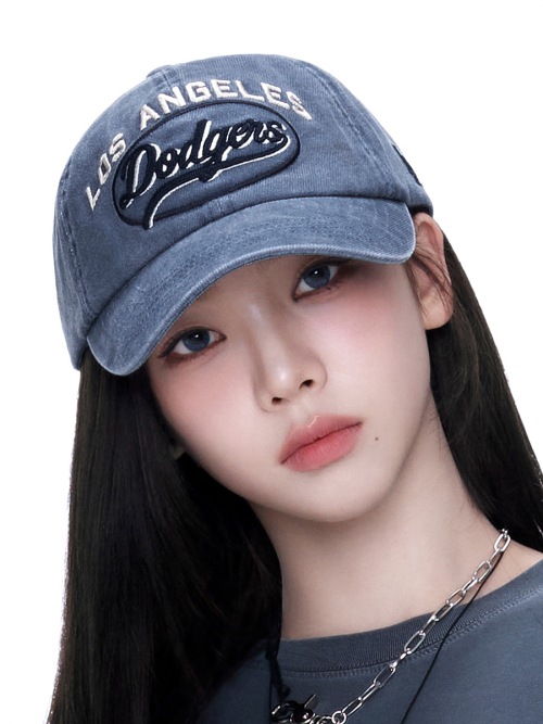 【espa karina着用 】 MLB バーシティ ビンテージ カールシブ ステッチ アンストラクチャー ボールキャップ LA (Indigo)