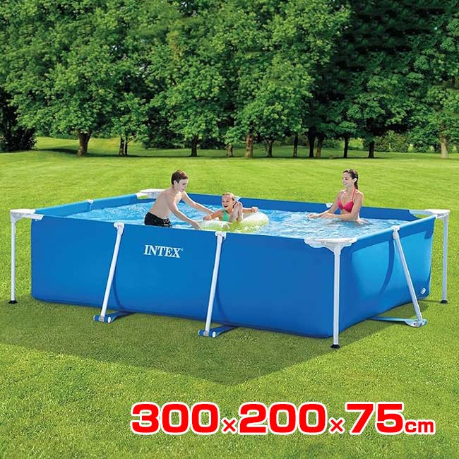INTEX(インテックス) Rectangular レクタングラ フレーム プール 長方形大型プール 300×200×75cm カバー無し 28272NPブルー