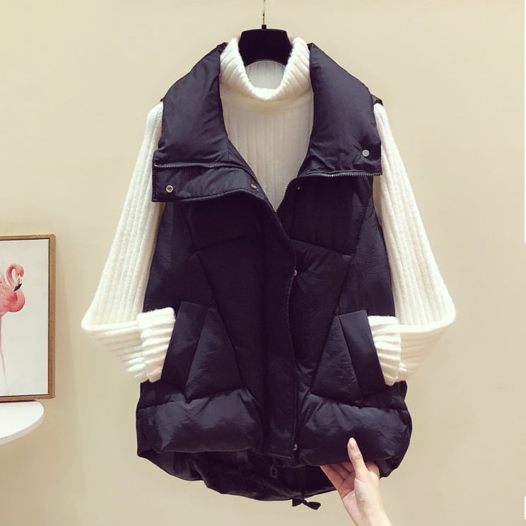 アウター トップス ベスト おすすめ 人気 流行り トレンド おしゃれ お洒落 激安 安い プチプラ 中綿コート ダウン風 オーバーサイズ ミドル丈 チュニック丈 ノースリーブ 無地 lou 5,143円