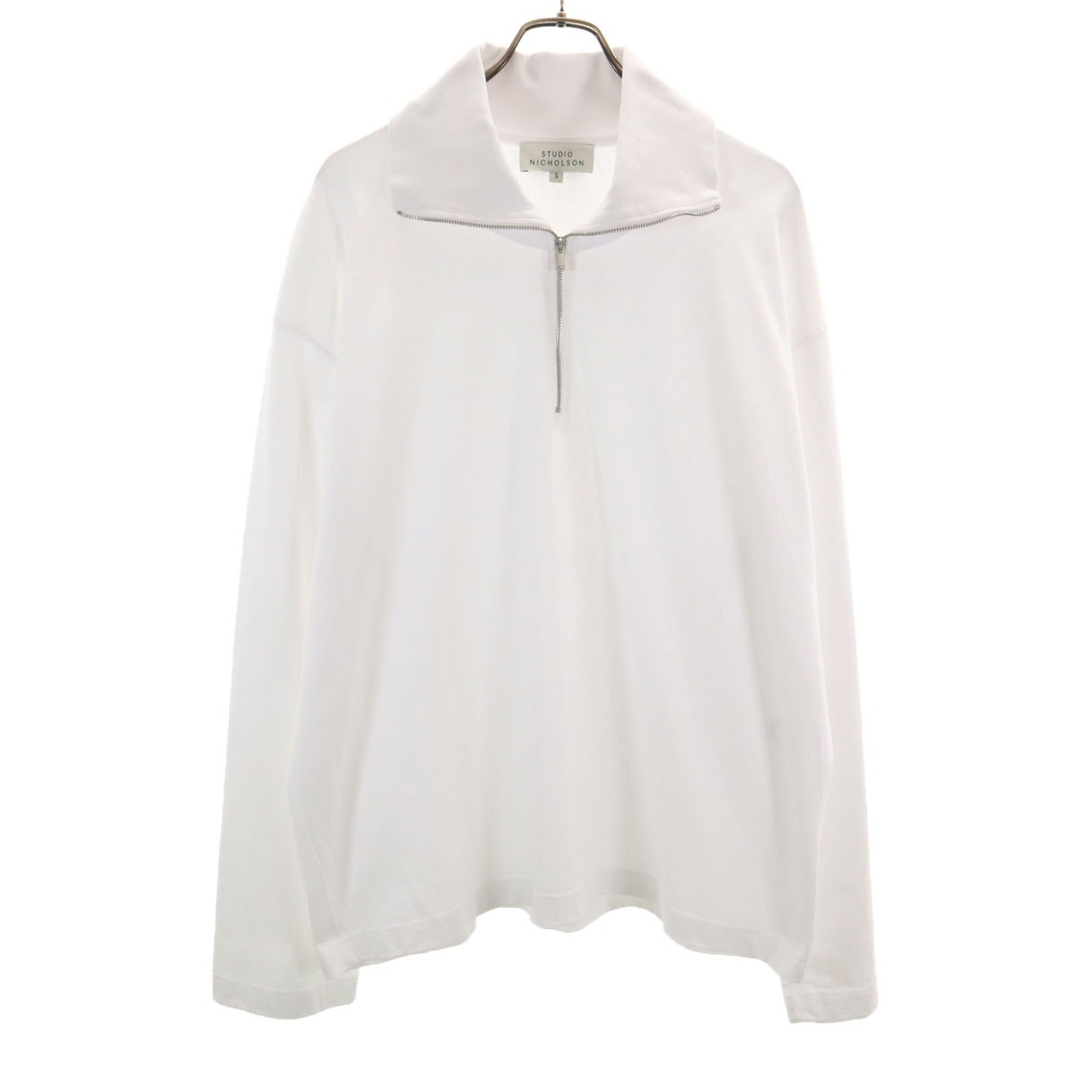 長袖 ハーフジップ Tシャツ S 白 ロンT メンズ 古着