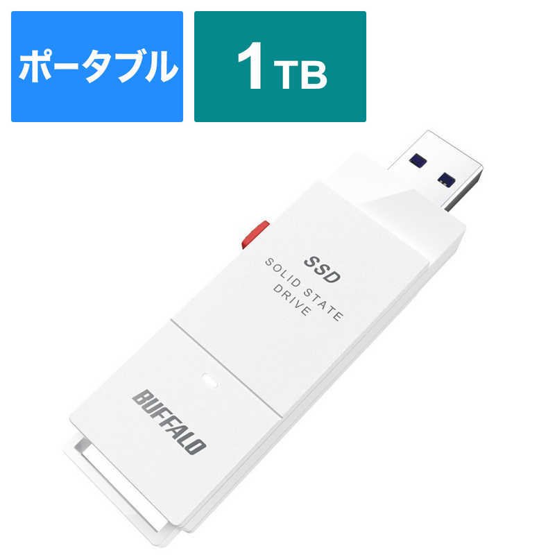 BUFFALO　SSD-SCT1.0U3-WA PC対応 USB3.2(Gen2)　TV録画 スティック型 TypeC付属　SSD-SCT1.0U3-WA 10,056円