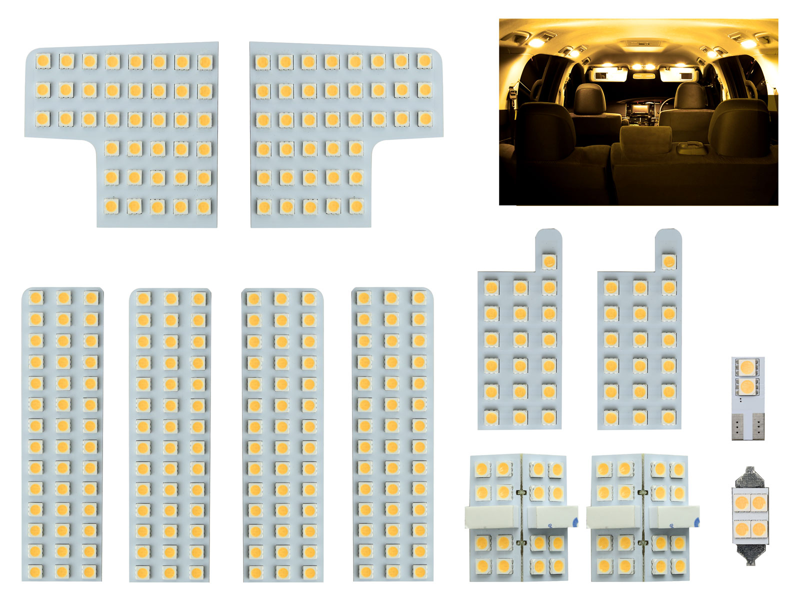50系 エスティマ / エスティマ ハイブリッド 3000K 電球色 LED ルームランプ 12点セット ACR50/55 GSR50/55 AHR20 R-418