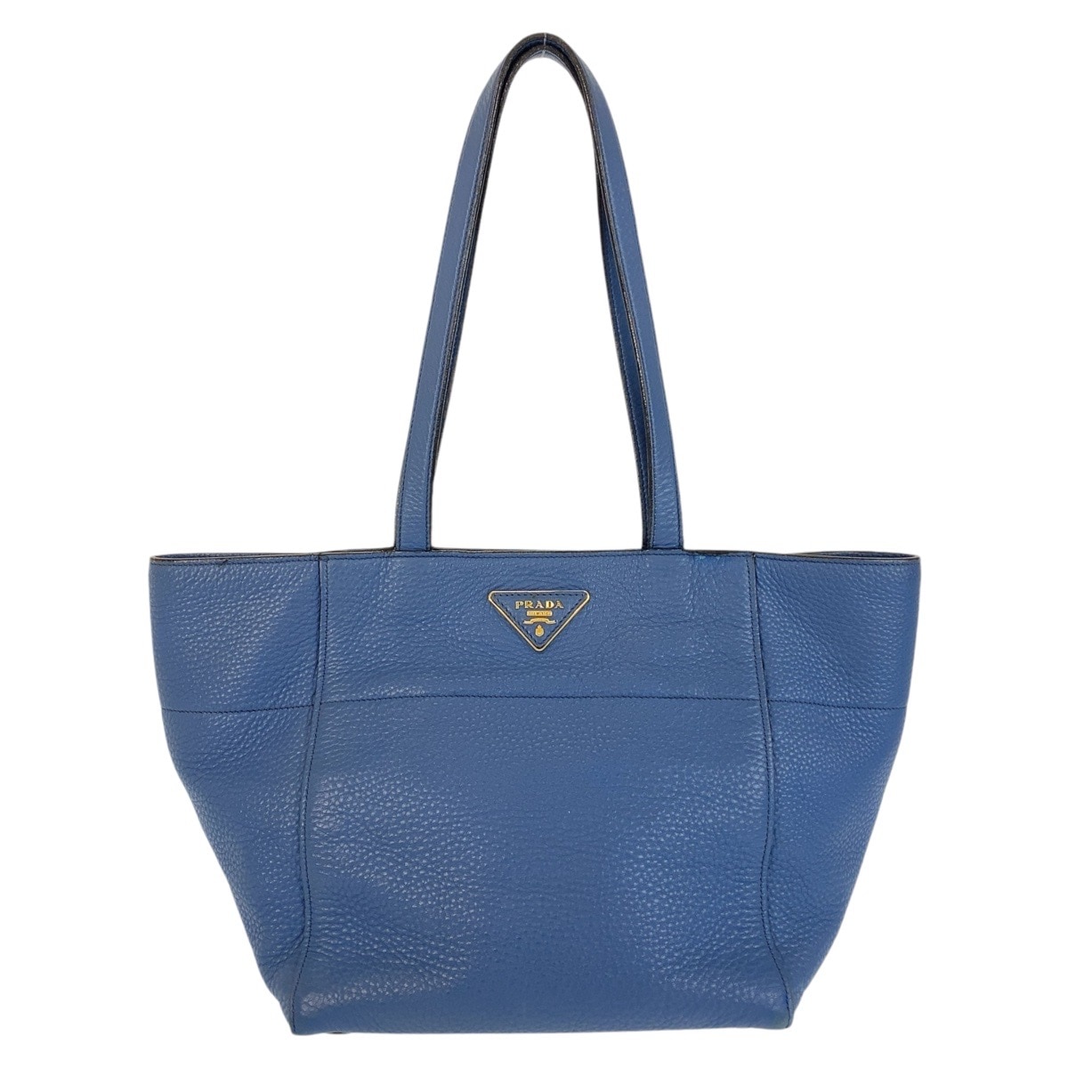 三角ロゴプレート ブルー ゴールド金具 レザー トートバッグ ショルダーバッグ レディース 409505