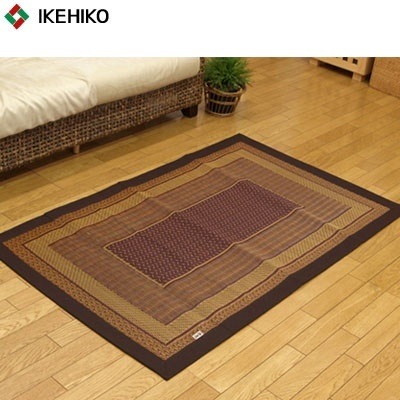 イケヒココーポレーション 純国産 い草ラグカーペット 『DXランクス総色』 ワイン 約95150cm （裏:不織布） 8212790 【送料無料】