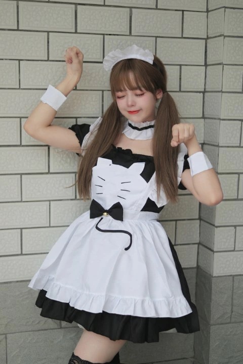 【急速出荷!】早いもの胜ち S～6L大きいサイズ コスプレ メイド服 エプロン ロリータ クラシカル ゴスロリ 可愛い猫 ハロウィン 5set【大きいサイズ レディース ロング 大人 セクシー 仮装 4,922円